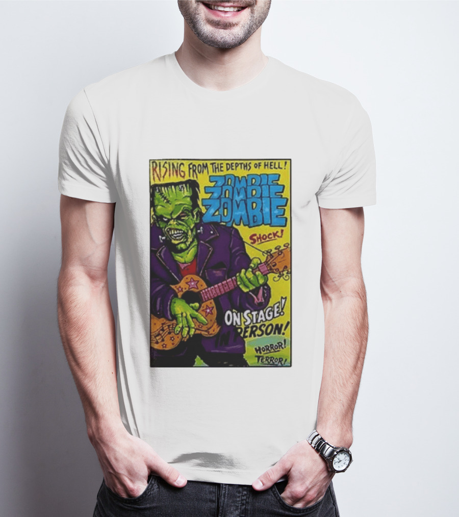 Rising From The Depths Of Hell Zombie On Stage In Person Horror Terror Shock T-Shirt