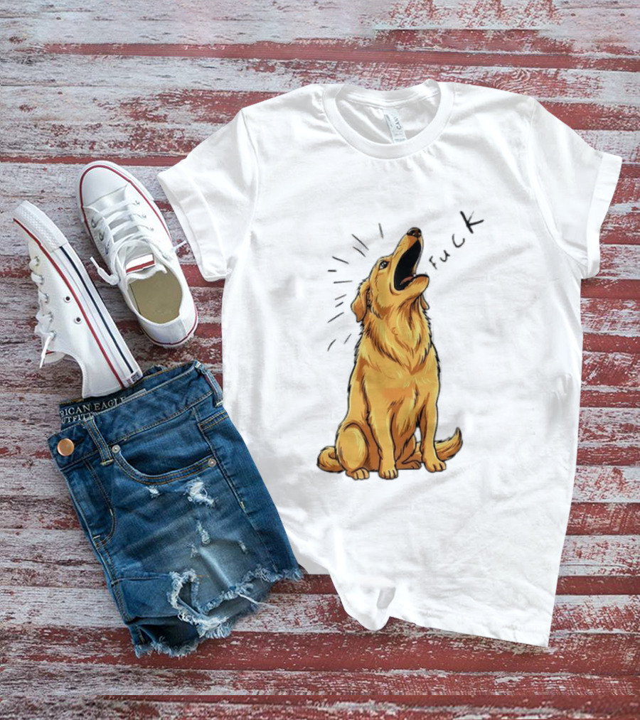 Howling Dog Saying Fuck Yellow Labrador Retriever Expression T-Shirt