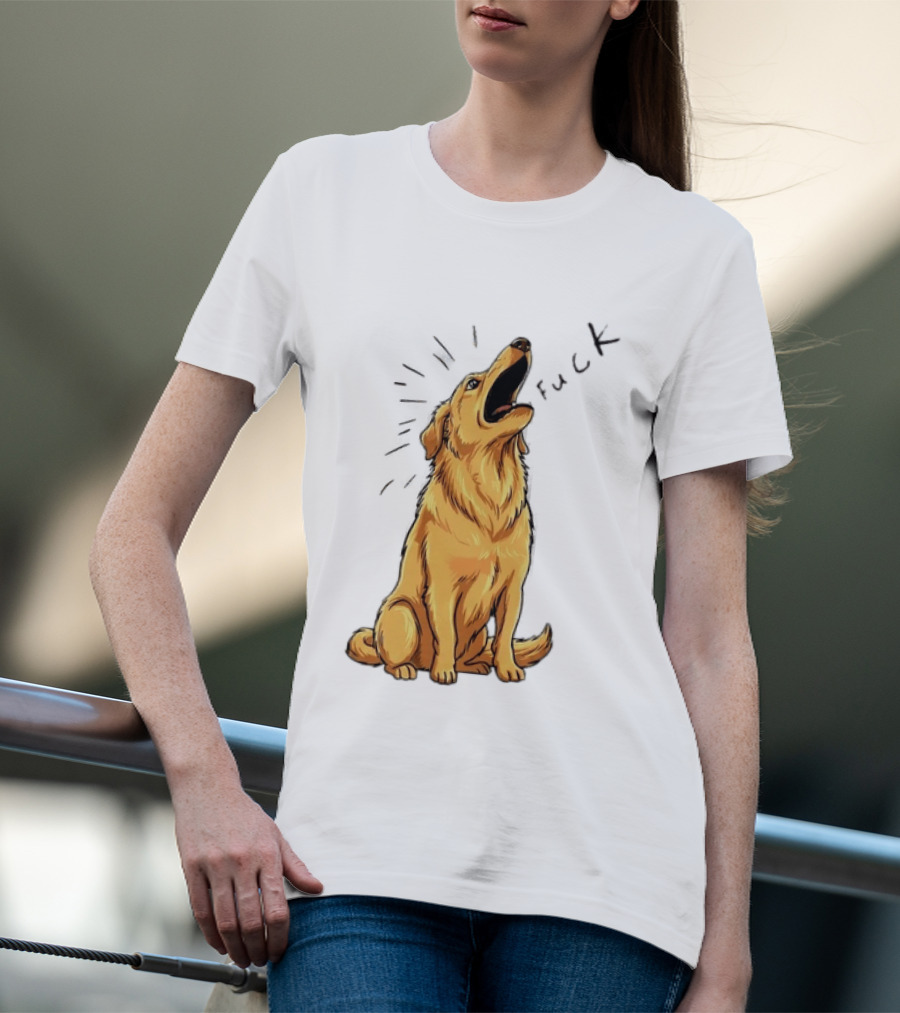 Howling Dog Saying Fuck Yellow Labrador Retriever Expression T-Shirt
