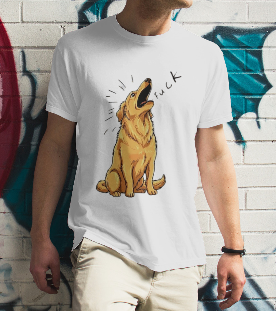 Howling Dog Saying Fuck Yellow Labrador Retriever Expression T-Shirt