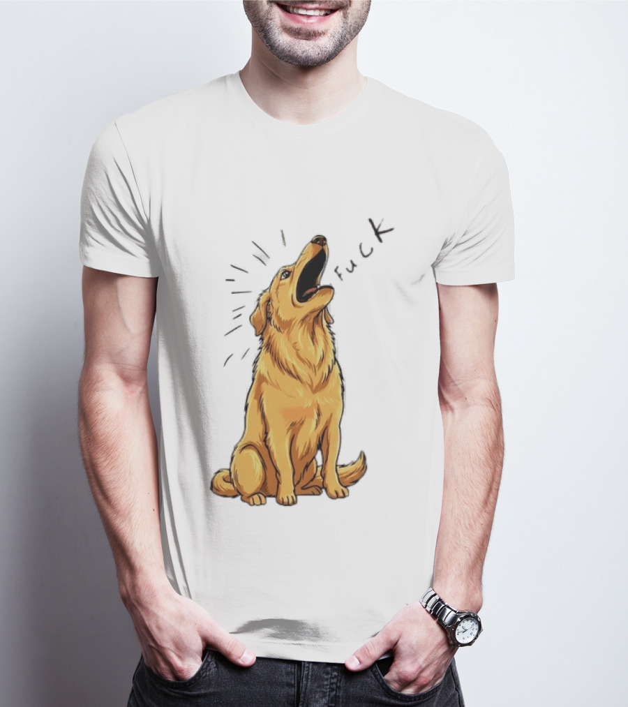 Howling Dog Saying Fuck Yellow Labrador Retriever Expression T-Shirt