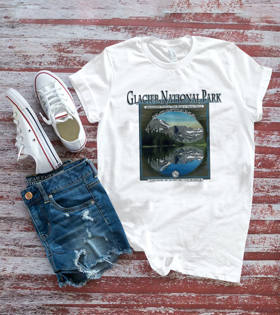Glacier National Park Montana Backcountry Terrain 700 Miles Hiking Trails T-Shirt