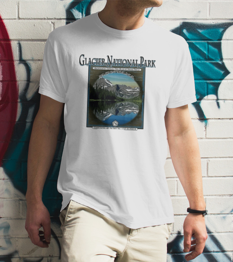 Glacier National Park Montana Backcountry Terrain 700 Miles Hiking Trails T-Shirt