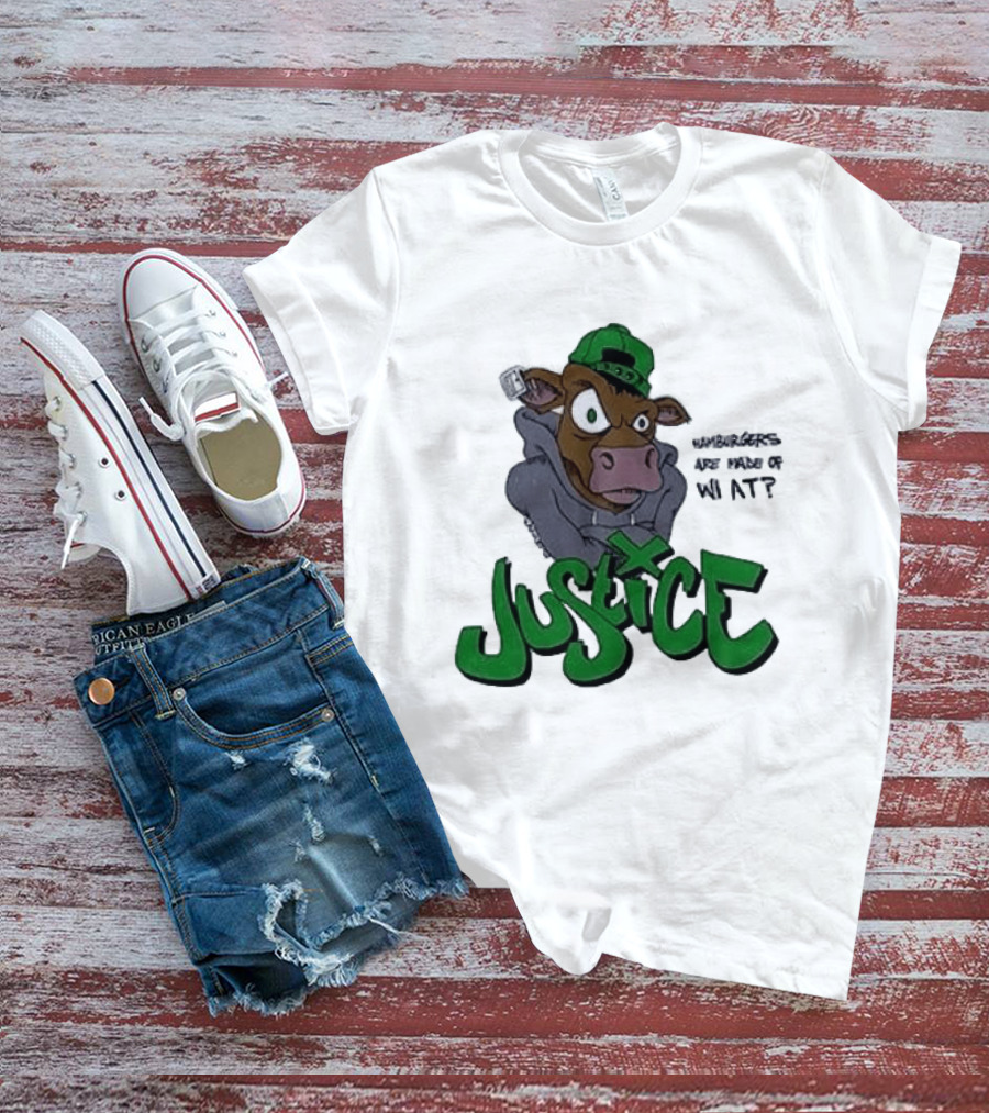 Justice Hamburgers Are Made Of What Go Vegetarian Cow T-Shirt