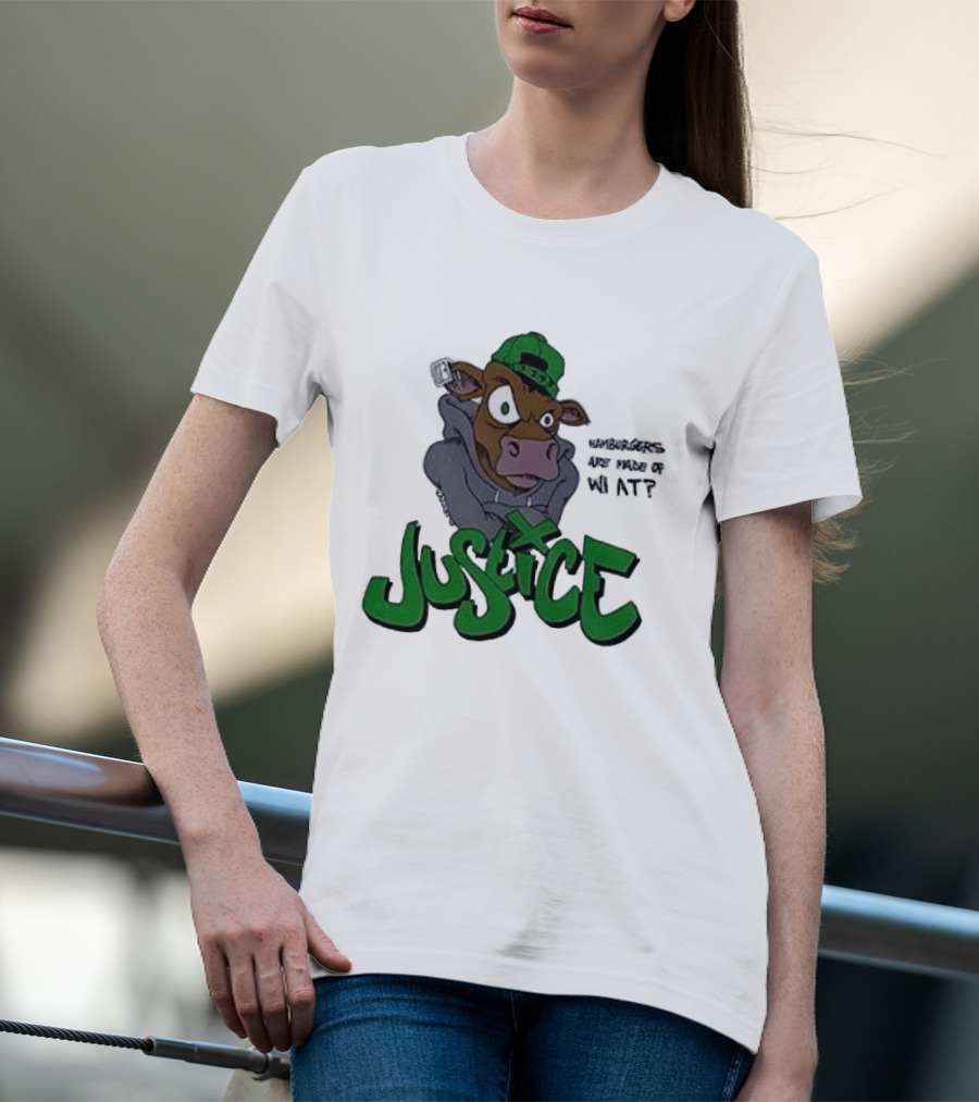 Justice Hamburgers Are Made Of What Go Vegetarian Cow T-Shirt