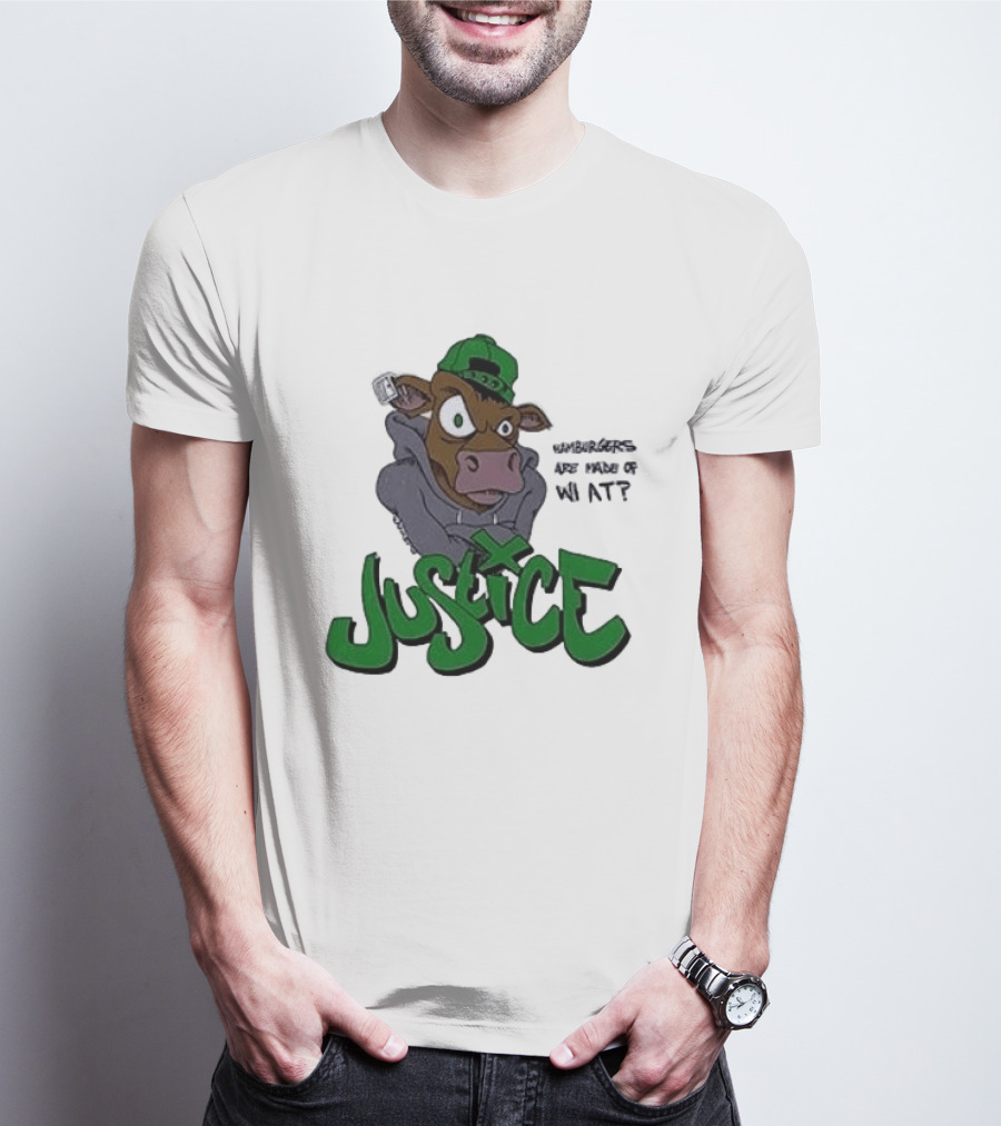 Justice Hamburgers Are Made Of What Go Vegetarian Cow T-Shirt