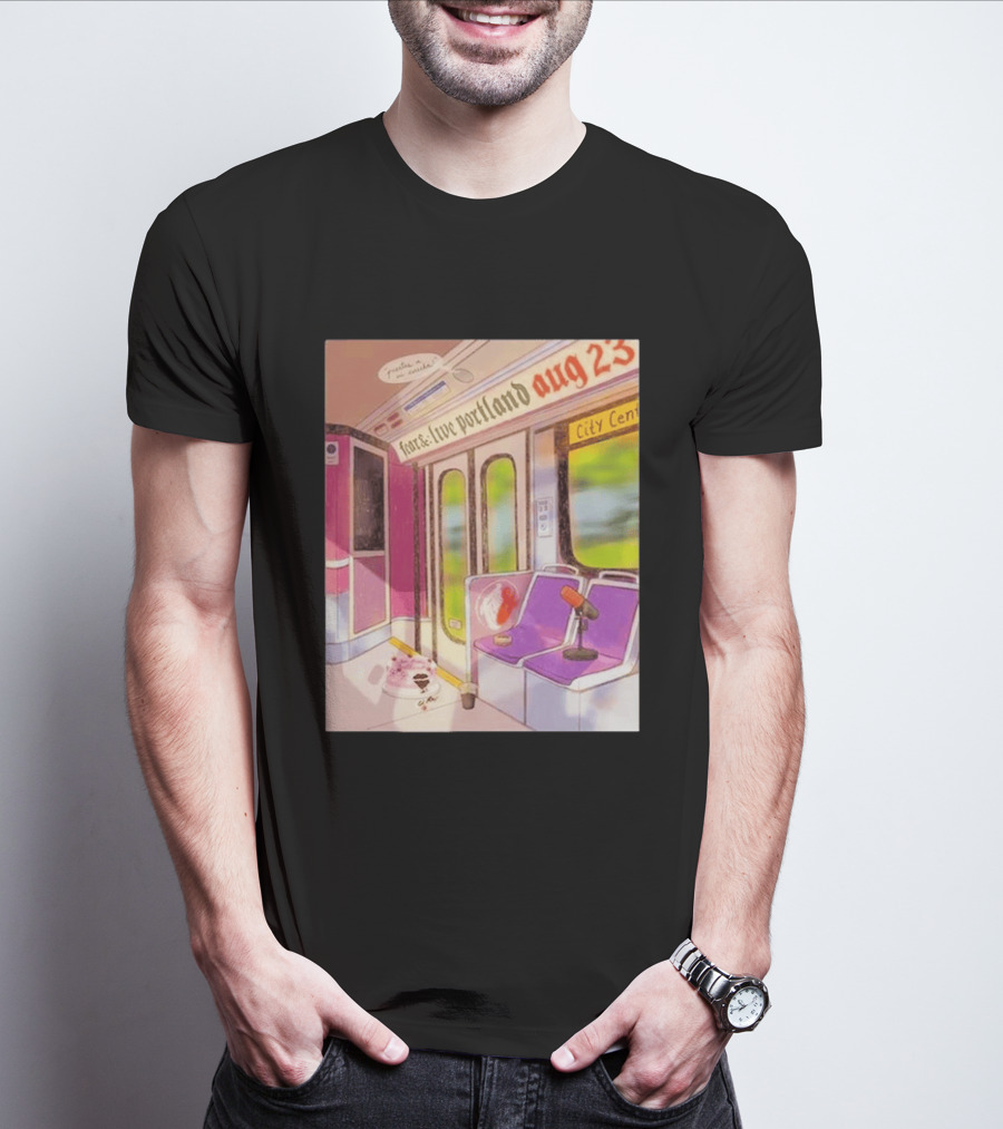 Fear& Live Portland Aug 23 Subway Scene With City Center Graffiti And Microphone T-Shirt