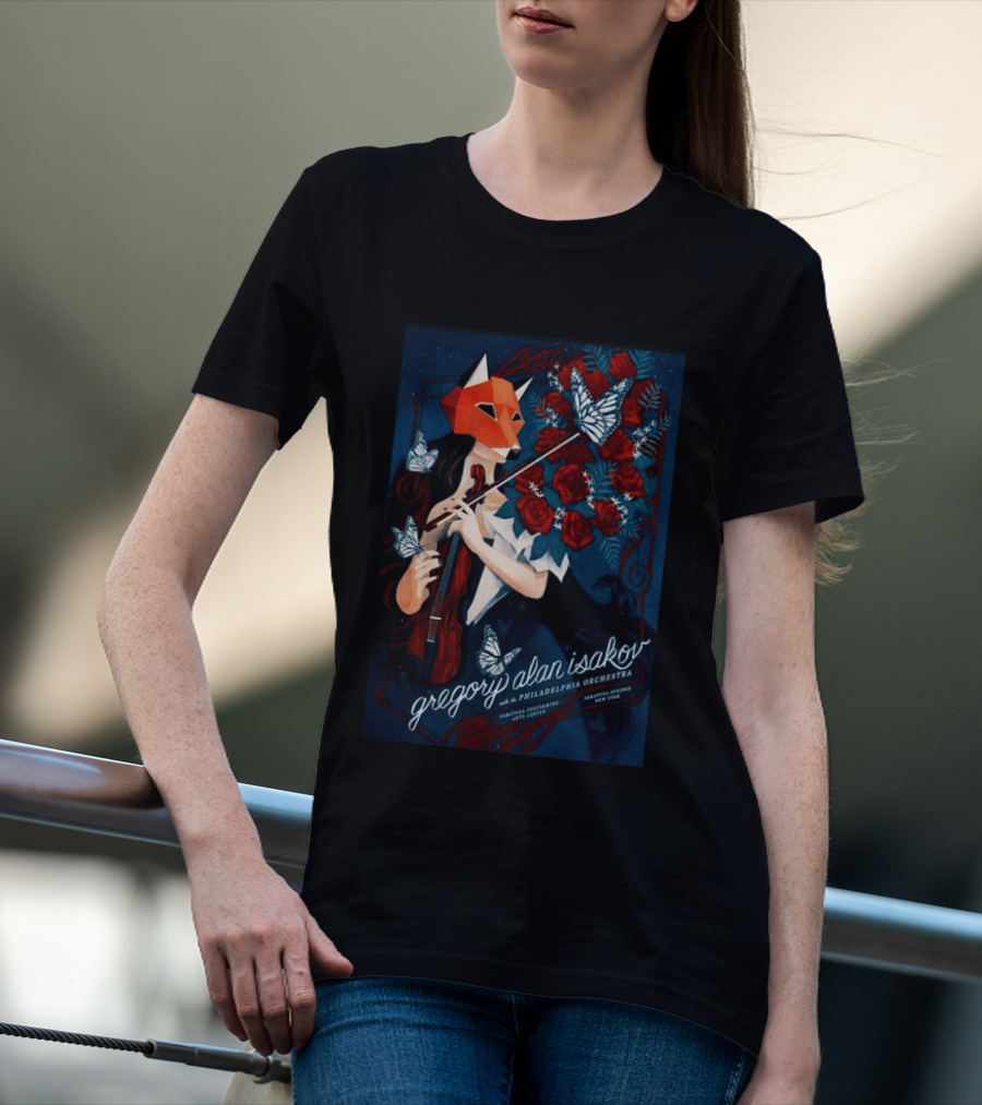 Gregory Alan Isakov Philadelphia Orchestra Saratoga Performing Arts Center August 22 2026 Roses Butterfly Violin T-Shirt