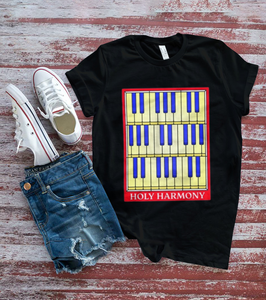 Holy Harmony Stained Glass Piano Keyboard Classical Music T-Shirt