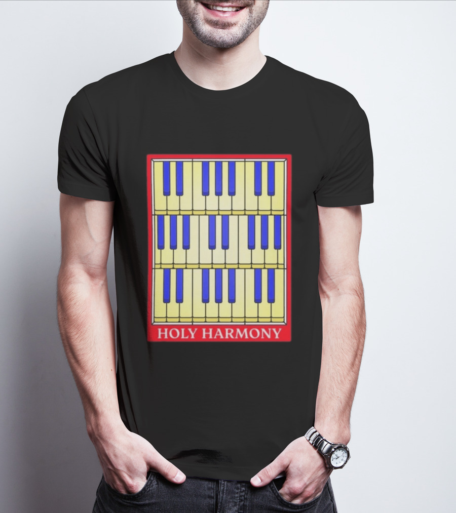 Holy Harmony Stained Glass Piano Keyboard Classical Music T-Shirt