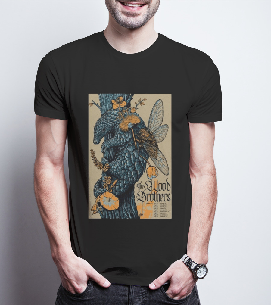 The Wood Brothers August 20 2026 Nashville TN Tour Pangolin And Cicada T-Shirt
