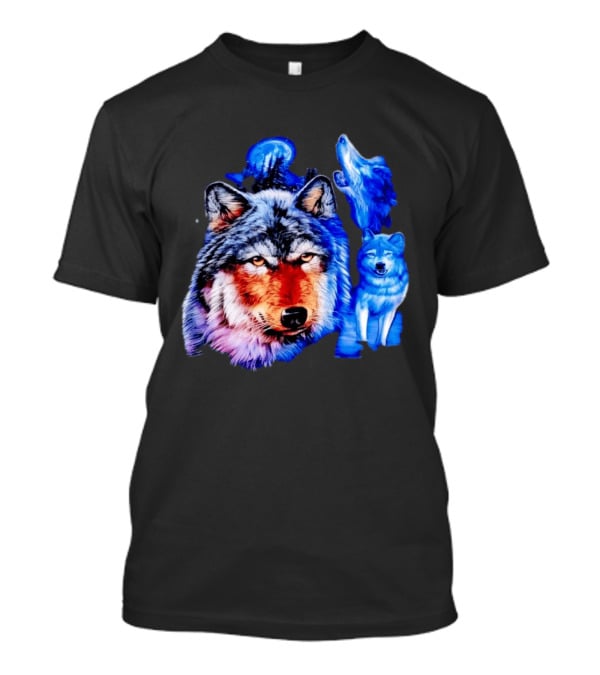 Wild Wolf Pack Moon Night Scene Nature Wildlife Wolves Howling T-Shirt