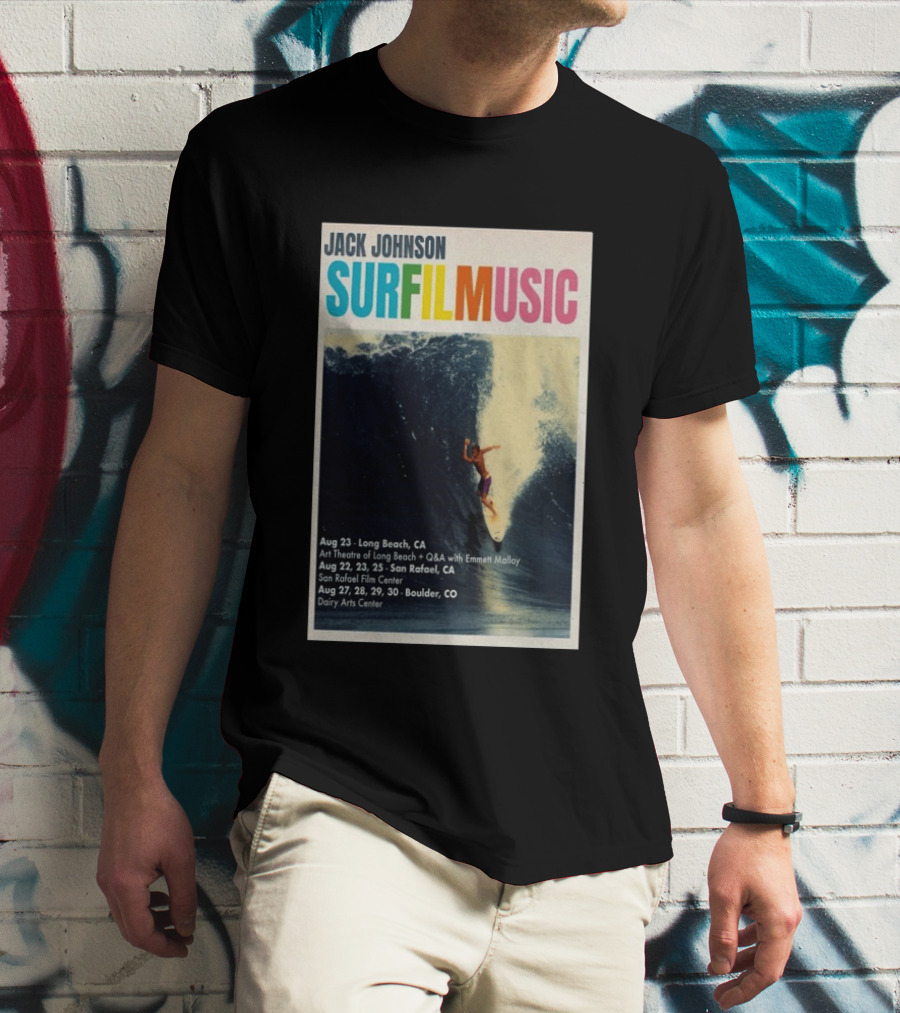 Jack Johnson Surf Film Music Tour Long Beach San Rafael Boulder August 2026 Events T-Shirt