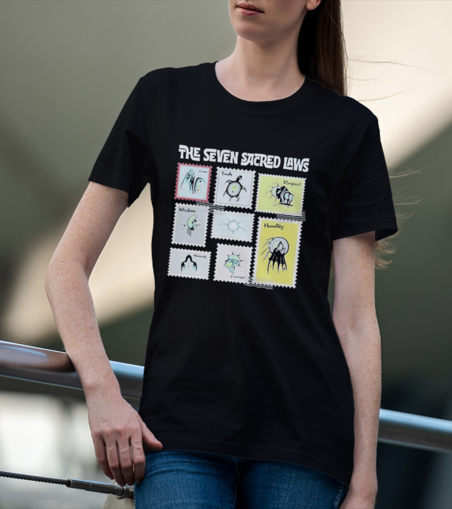 Native American The Seven Sacred Laws Love Truth Respect Wisdom Humility Honesty Courage T-Shirt