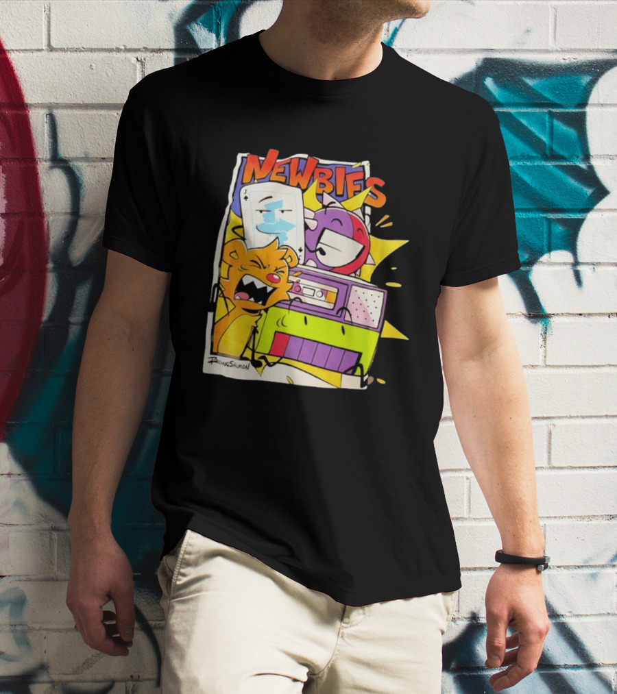 Newbies RaidingSalmon Cartoon Boombox And Cards Explosion T-Shirt