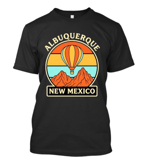 Albuquerque New Mexico Hot Air Balloon Over Mountains T-Shirt