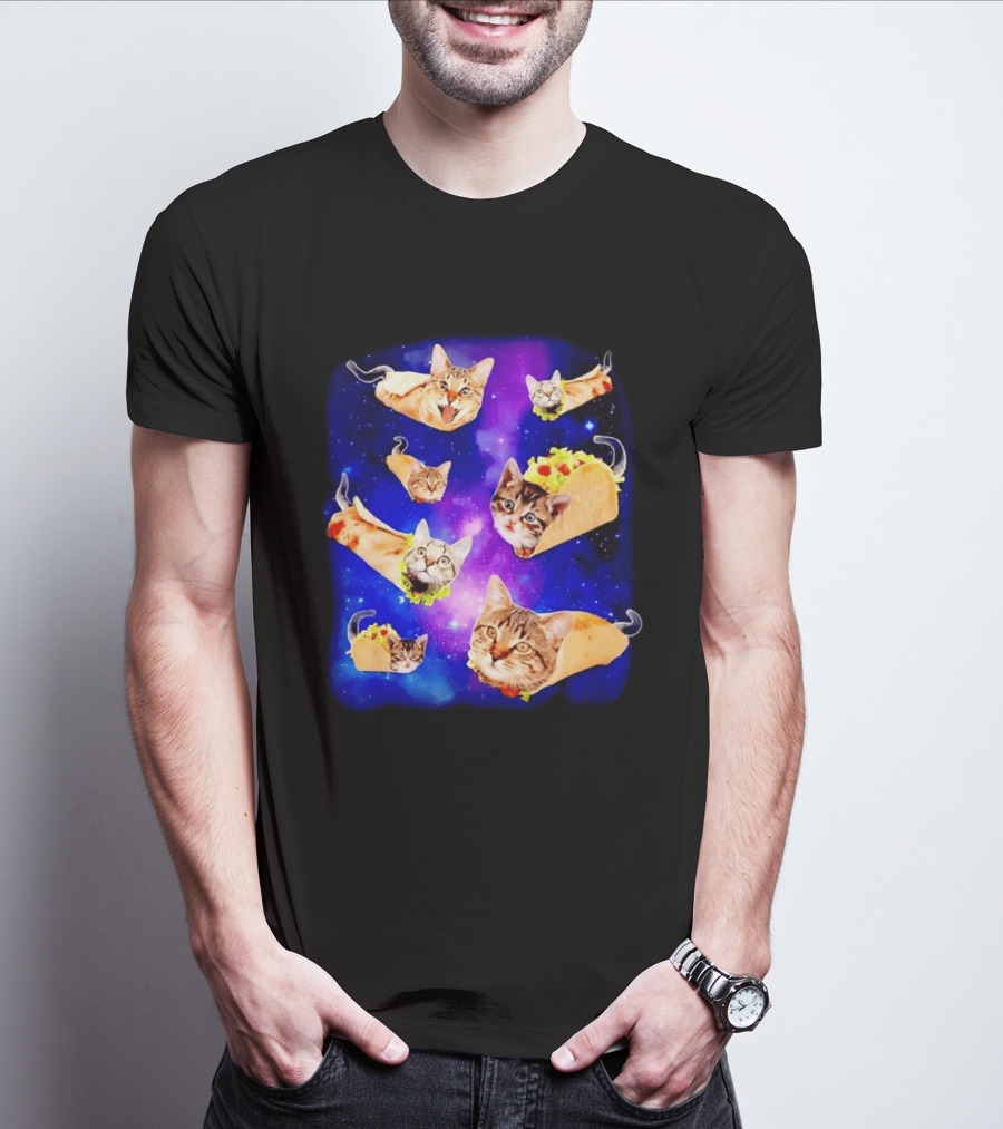 Cats In Space With Tacos And Burritos Taco Cat Cosmic Adventure T-Shirt