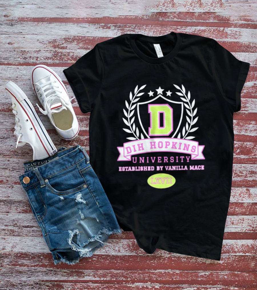 Dih Hopkins University Established By Vanilla Mace LXVII Crest T-Shirt