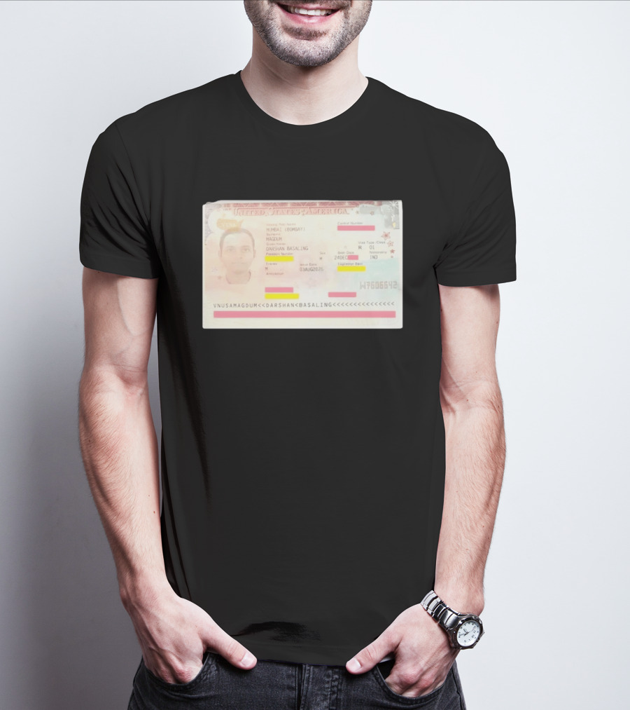 United States Of America Visa Darshan Basaling Magdum Mumbai Passport T-Shirt