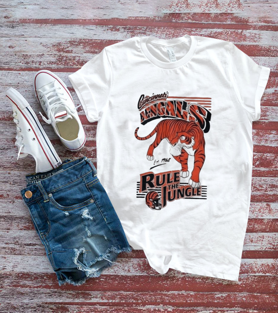 Cincinnati Bengals Rule The Jungle Tiger Graphic NFL Fan T-Shirt