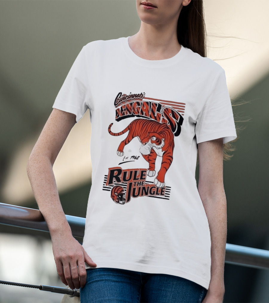 Cincinnati Bengals Rule The Jungle Tiger Graphic NFL Fan T-Shirt