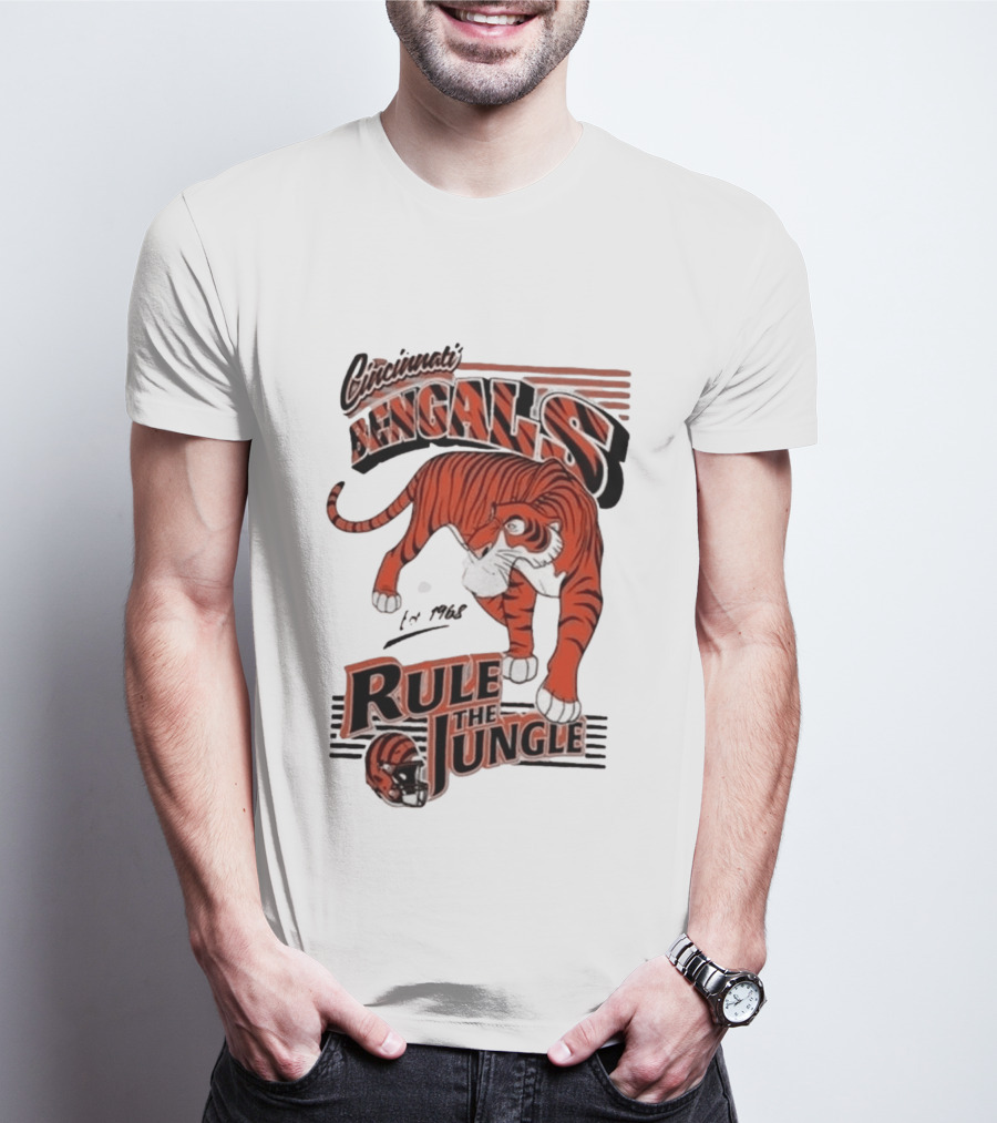 Cincinnati Bengals Rule The Jungle Tiger Graphic NFL Fan T-Shirt