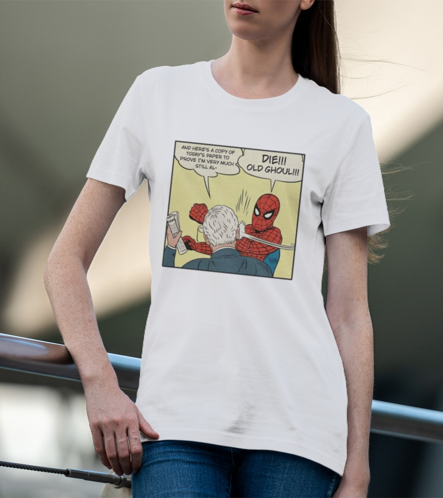 Spider Man Punching Mitch McConnell Die Old Ghoul Comic Meme T-Shirt