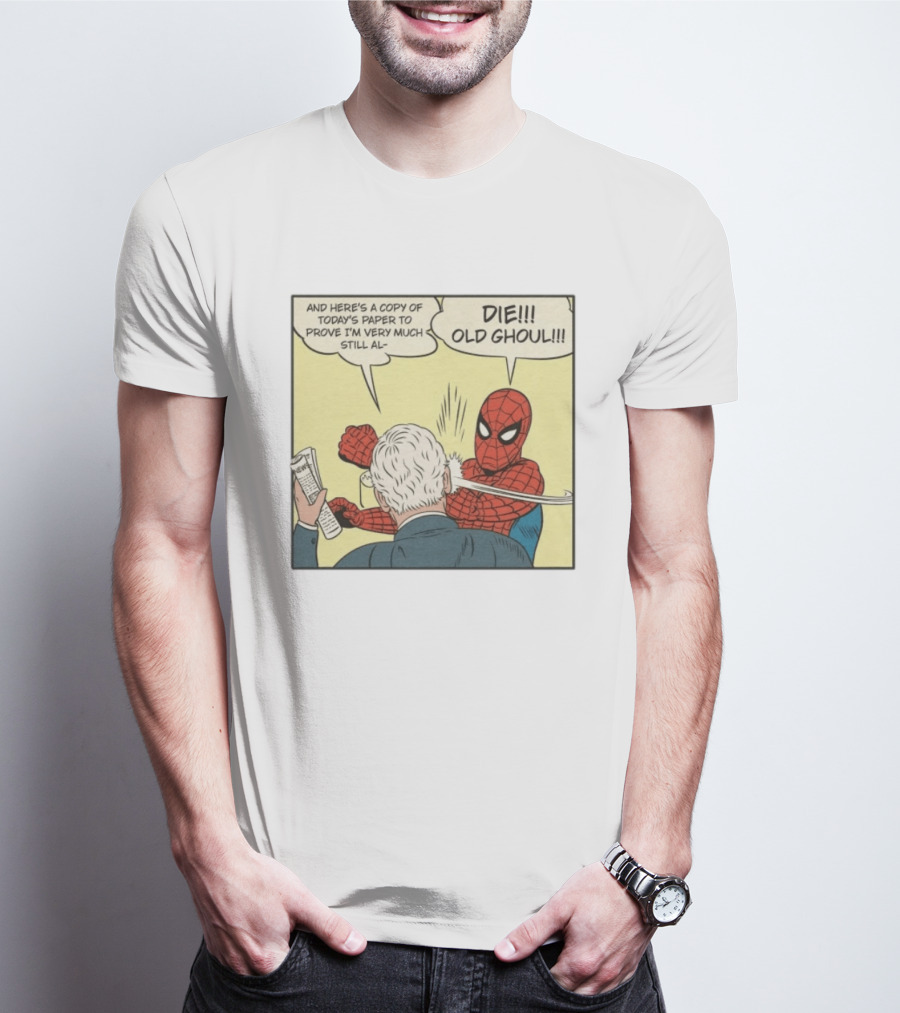 Spider Man Punching Mitch McConnell Die Old Ghoul Comic Meme T-Shirt