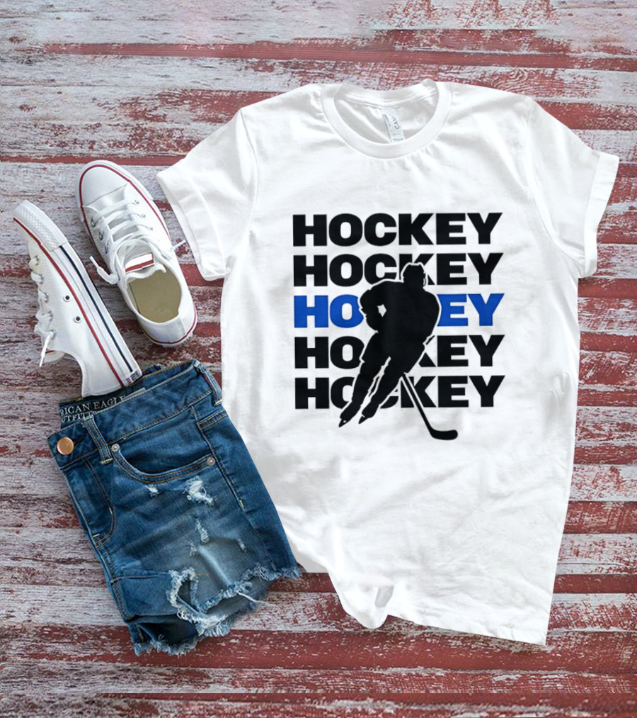 Hockey Player Action Stance Repeated T-Shirt