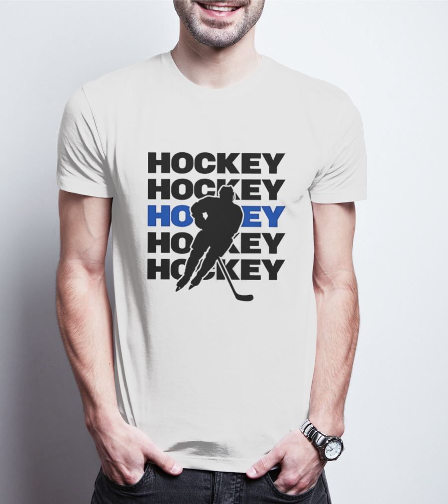 Hockey Player Action Stance Repeated T-Shirt
