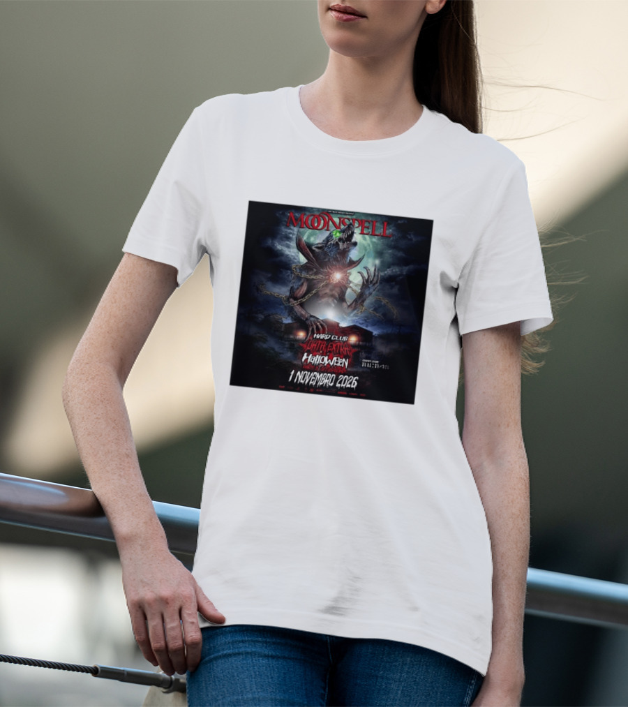 Moonspell Hard Club Data Extra 1 Novembro 2026 Halloween Concerto Especial Porto T-Shirt