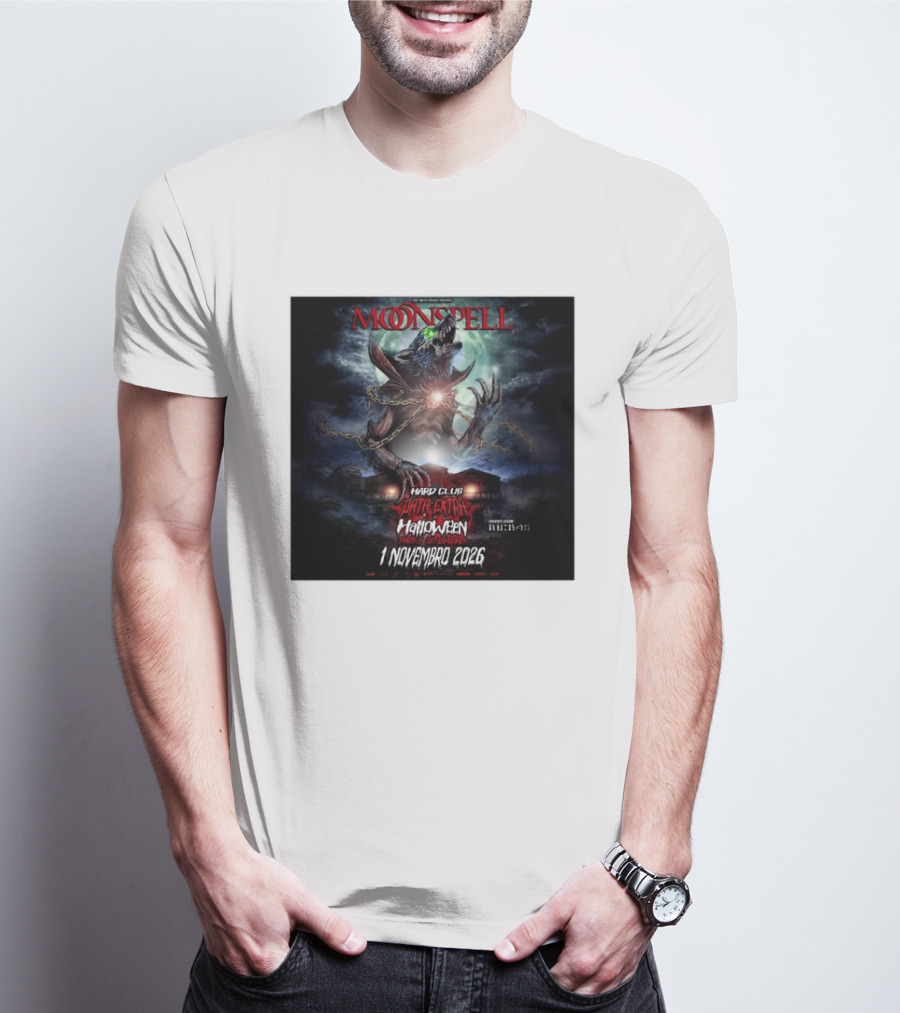 Moonspell Hard Club Data Extra 1 Novembro 2026 Halloween Concerto Especial Porto T-Shirt