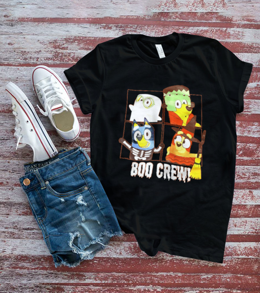 Boo Crew Bluey Halloween Ghost Frankenstein Witch Skeleton T-Shirt