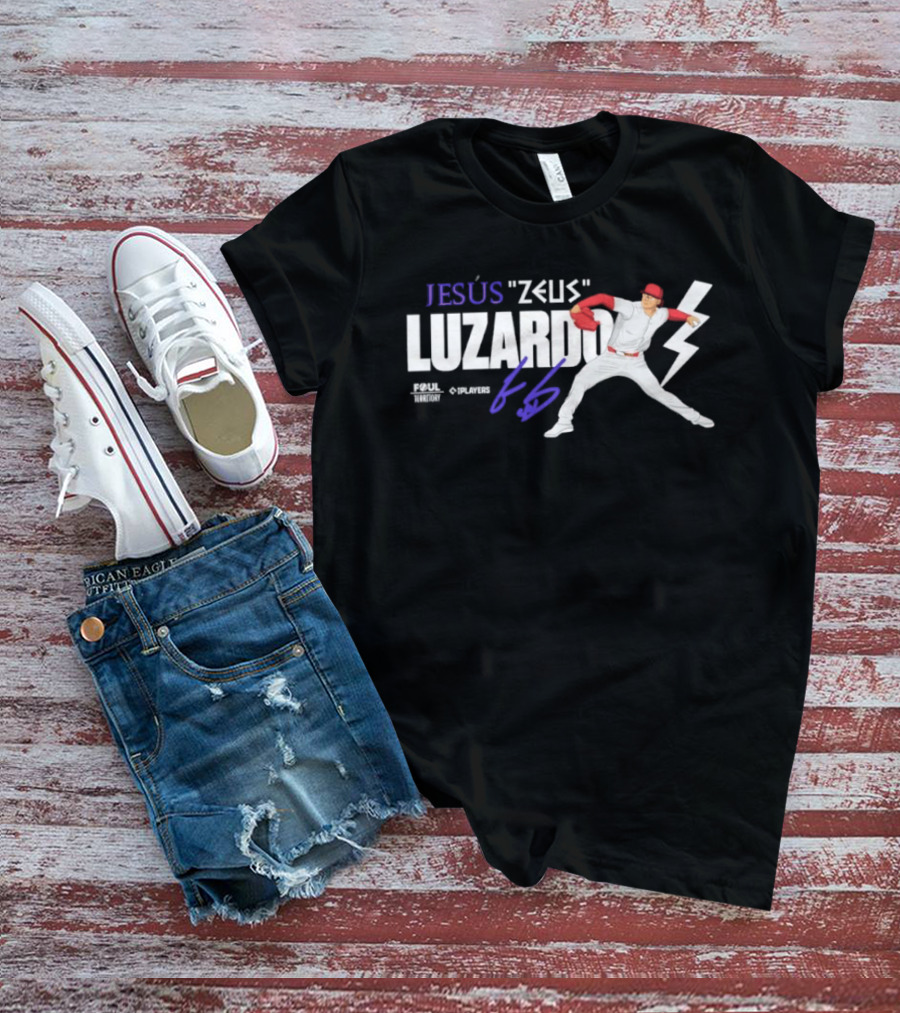 Jesús Zeus Luzardo Pitching Foul Territory 44 Lightning Bolt T-Shirt