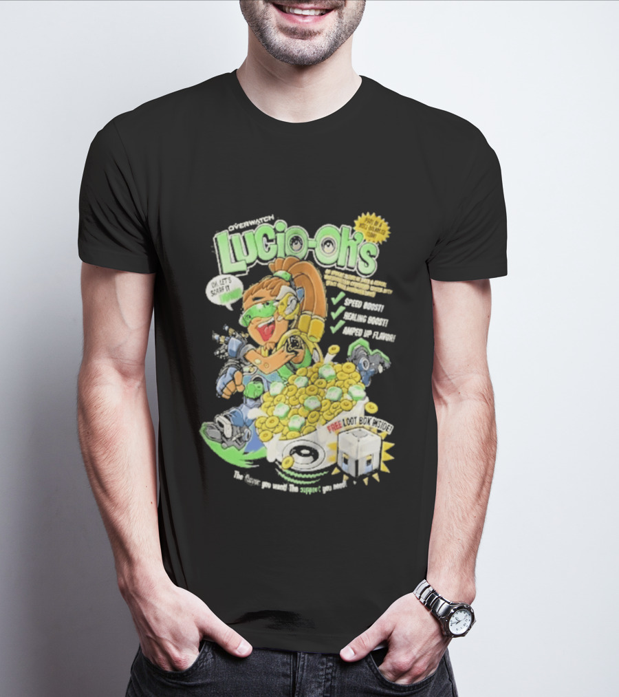 Lucio Oh's Cereal Sound Boost Sonic Waves Packed With Flavor T-Shirt