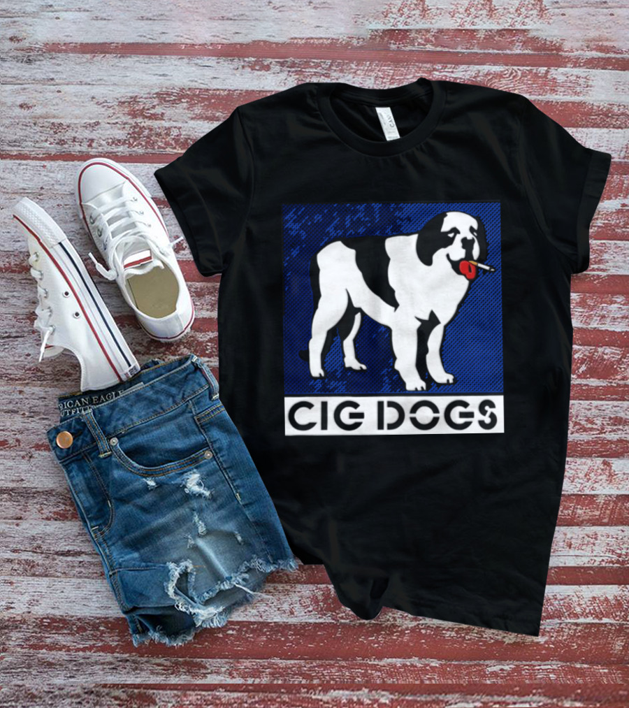 Cig Dogs Saint Bernard Smoking Cigarette Funny Canine T-Shirt