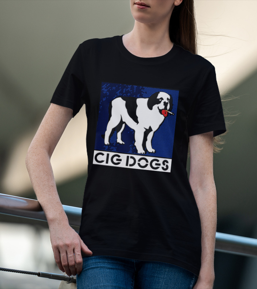 Cig Dogs Saint Bernard Smoking Cigarette Funny Canine T-Shirt