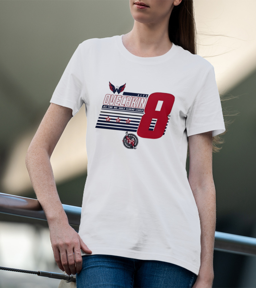 Alex Ovechkin 8 NHL All Time Goals Leader Washington Capitals Stars And Stripes T-Shirt