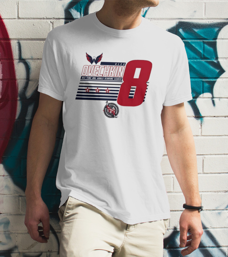 Alex Ovechkin 8 NHL All Time Goals Leader Washington Capitals Stars And Stripes T-Shirt