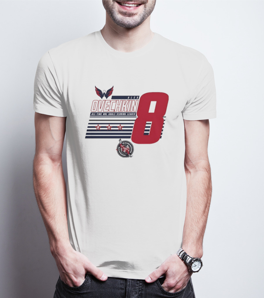 Alex Ovechkin 8 NHL All Time Goals Leader Washington Capitals Stars And Stripes T-Shirt