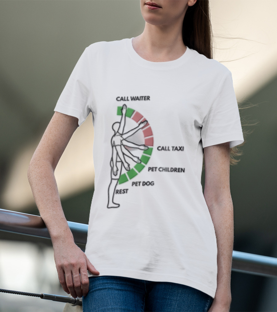 Call Waiter Call Taxi Pet Children Pet Dog Rest Arm Movement Chart T-Shirt