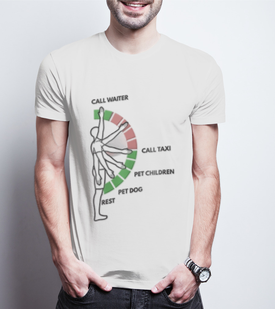 Call Waiter Call Taxi Pet Children Pet Dog Rest Arm Movement Chart T-Shirt