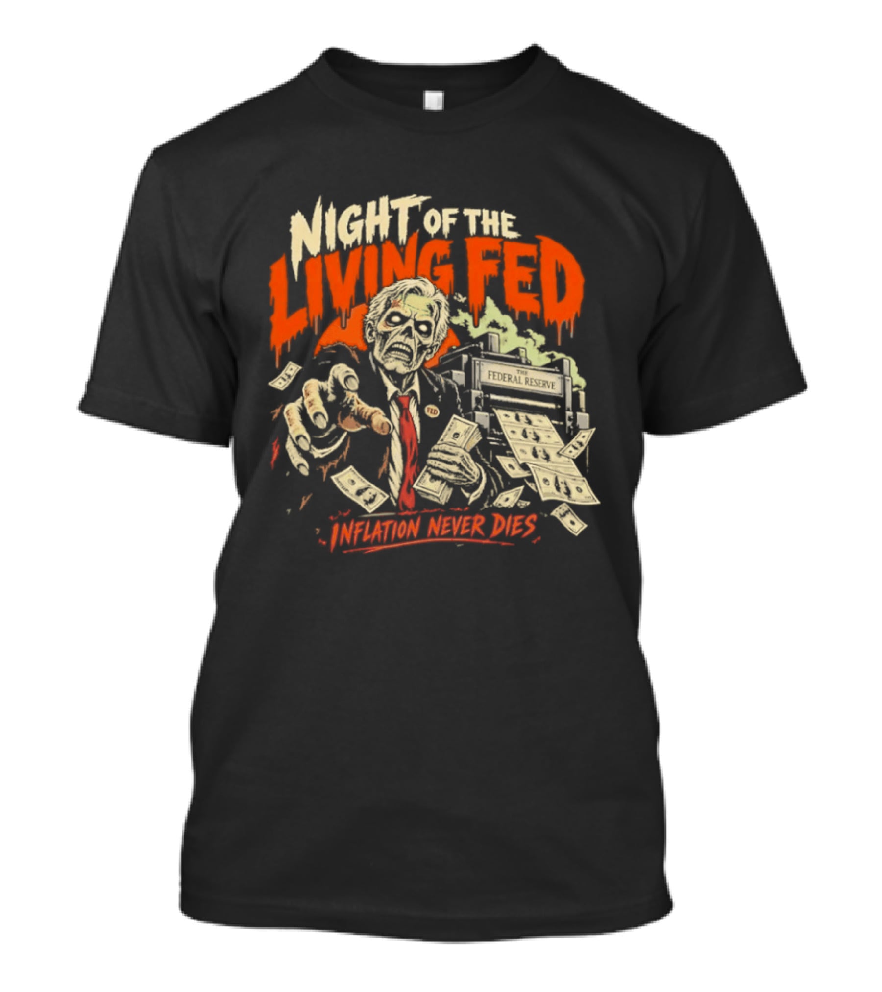 Night Of The Living Fed Inflation Never Dies Zombie Banker T-Shirt