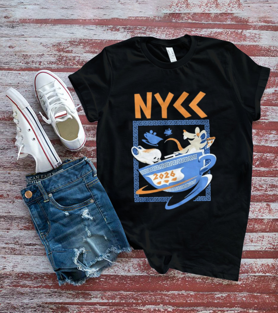 NYCC 2026 Pizza Rat Cup Greek Pattern Tea Event T-Shirt