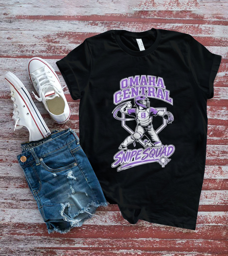 Omaha Central Snipe Squad Baseball Catcher Number 8 T-Shirt