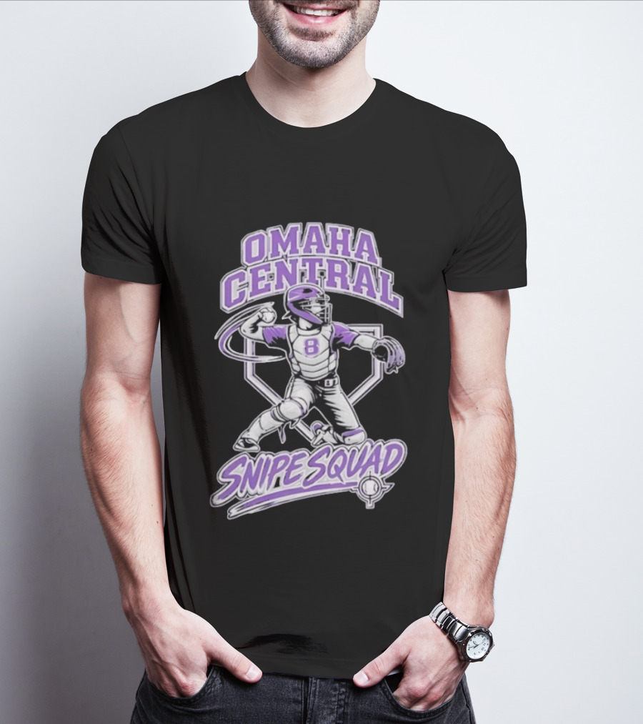 Omaha Central Snipe Squad Baseball Catcher Number 8 T-Shirt