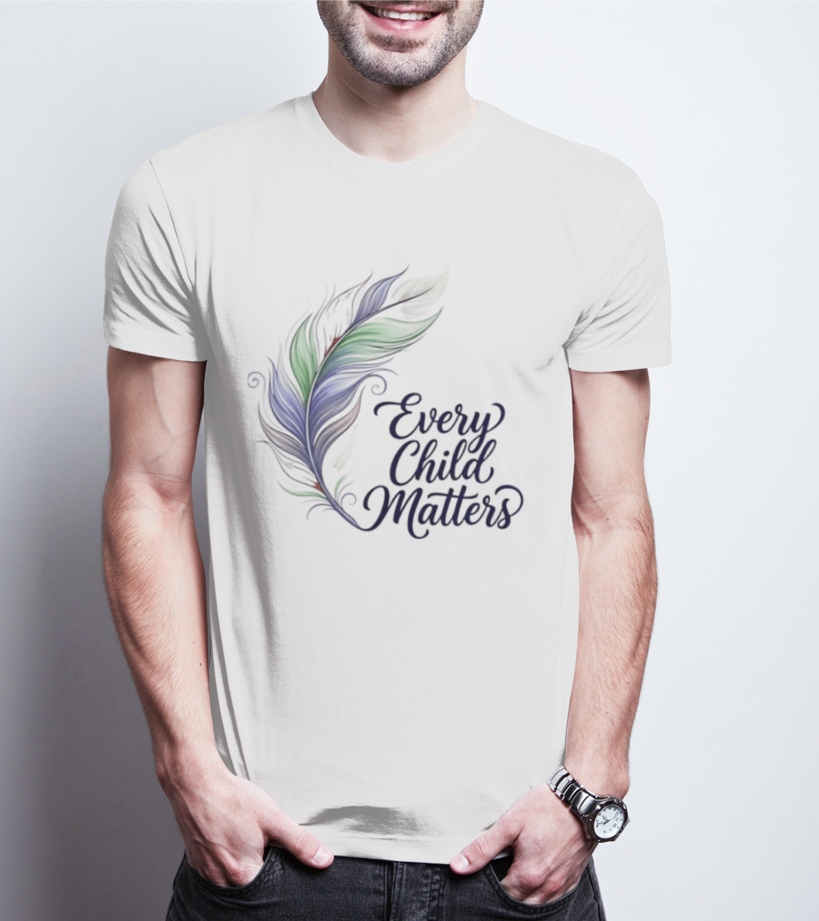 Every Child Matters Colorful Feather Orange Day Awareness T-Shirt