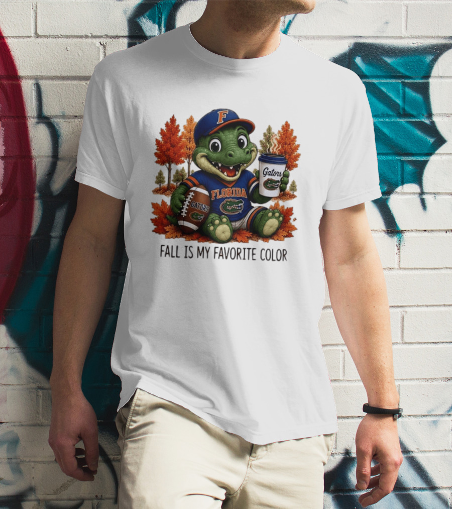 Florida Gators Fall Is My Favorite Color Gators Football Mascot Coffee Football Autumn Leaves T-Shirt