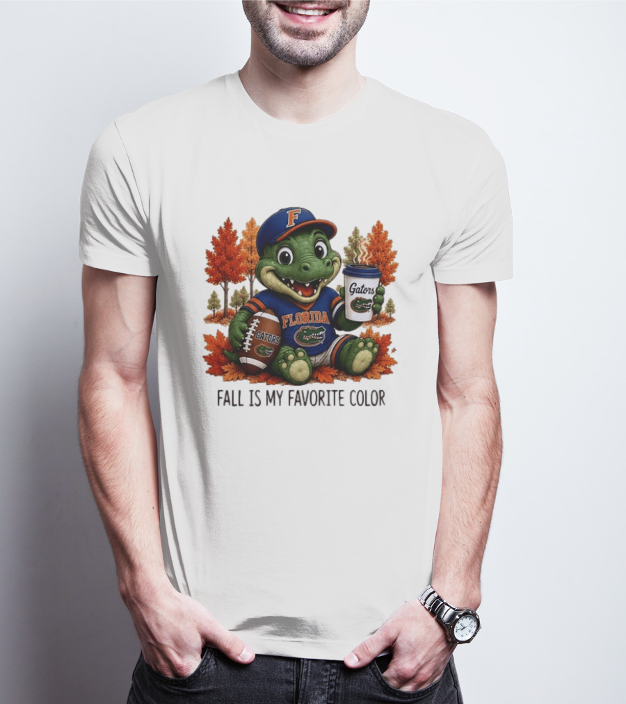 Florida Gators Fall Is My Favorite Color Gators Football Mascot Coffee Football Autumn Leaves T-Shirt