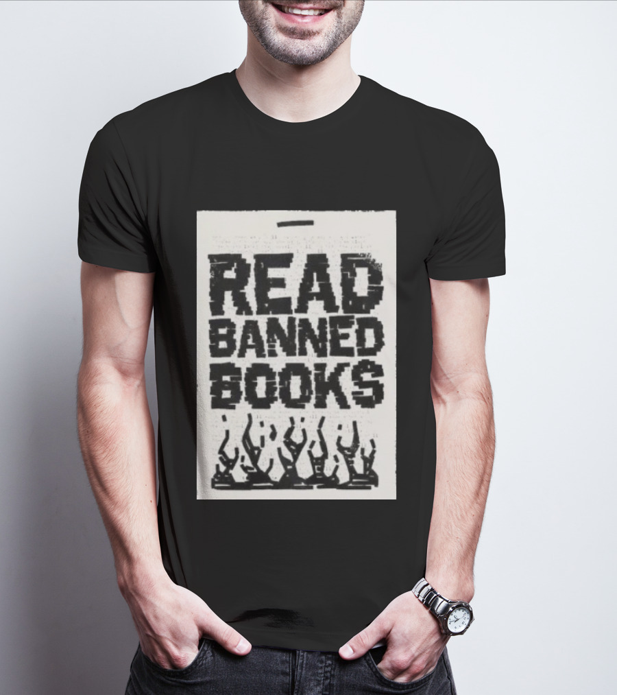 Read Banned Books Advocacy With Rising Flames T-Shirt